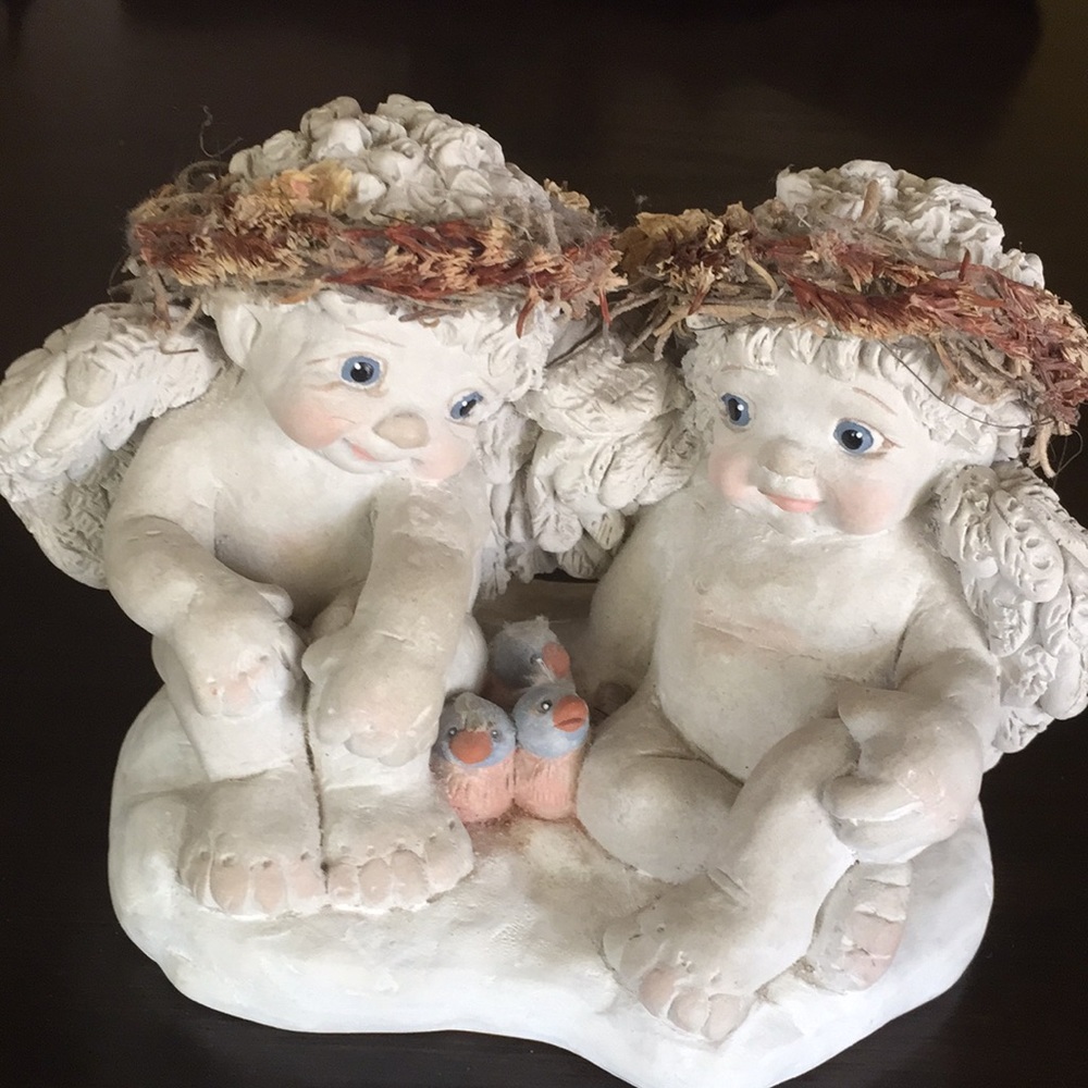Vintage Dreamsicles Signed Cast Art 2 sister angel